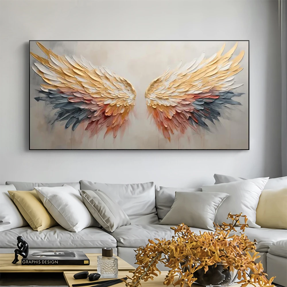 Interior Design Studio - Colorful Abstract Angel Wing Oil Painting