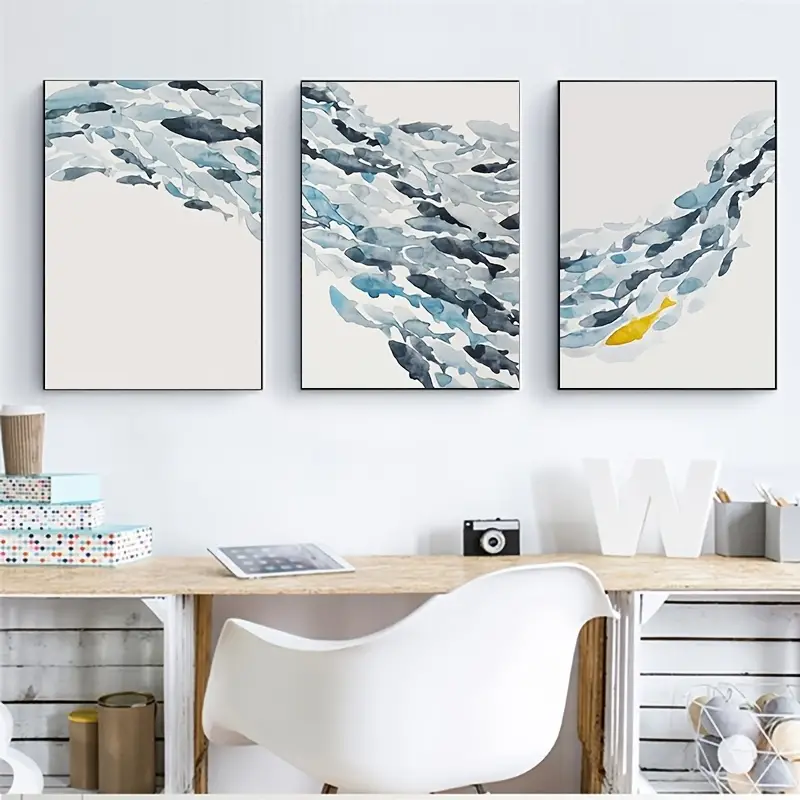 Interior Design Studio - 3PCS Watercolor Fish Group Wall Art