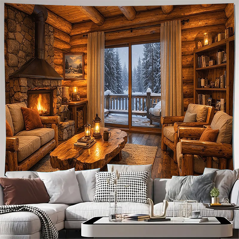 Cozy Wooden Cabin Fireplace In - đánh giá và giá Interior Design Modern