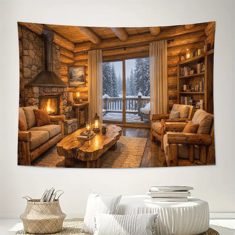 Cozy Wooden Cabin Fireplace In - đánh giá và giá Interior Design Modern