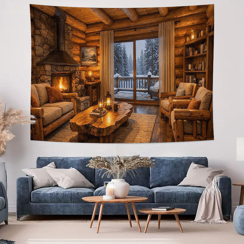 Cozy Wooden Cabin Fireplace In - đánh giá và giá Interior Design Modern