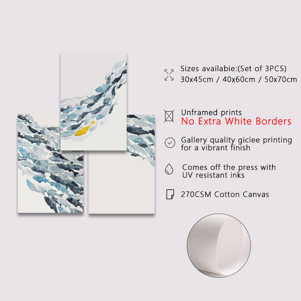 3PCS Watercolor Fish Group Wal - đánh giá và giá Interior Design Studio