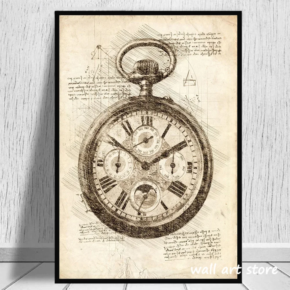 Vintage Watch Sketch Poster Ge - đánh giá và giá Interior Design Studio